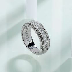 3.86 CT Sterling Silver Women's Eternity Band